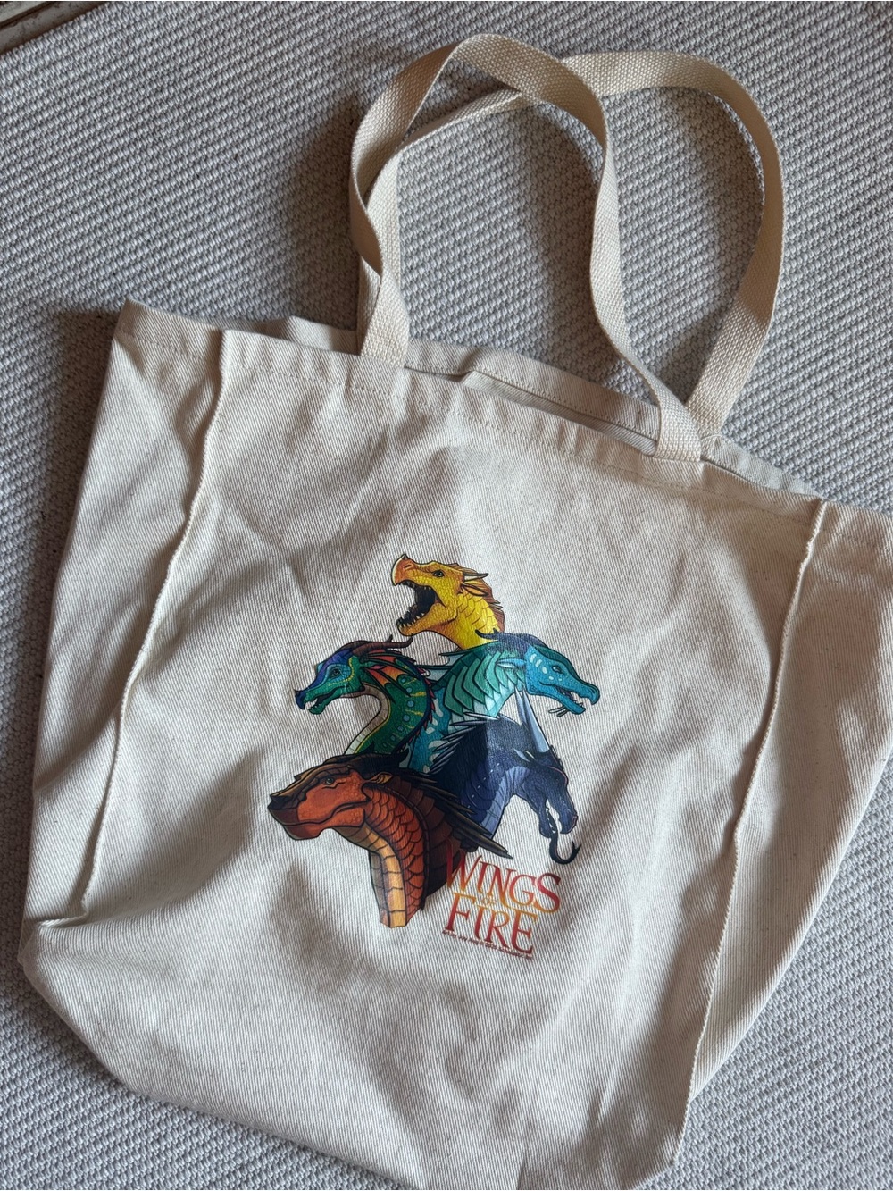 Wings of Fire Multi-Dragon Canvas Tote - Cream